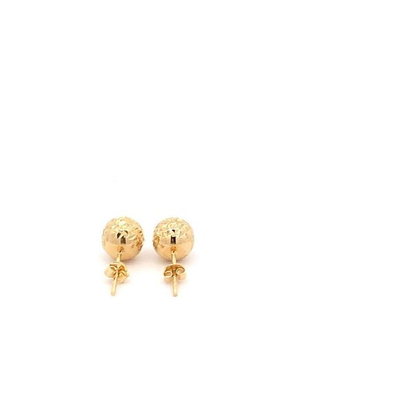 18K Yellow Gold Earrings Stud Ball Textured 1.44 grams - Picture 6 of 13